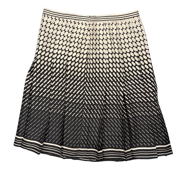 Ann Taylor SIZE 6 Geometric Beige/Black Pleated, Lined Silk Ombre Midi Skirt - Picture 1 of 6